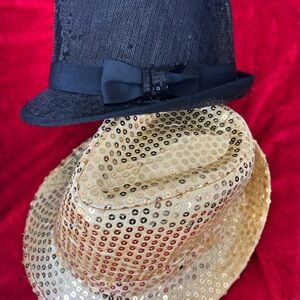 Sequin Fedora Hat - Gold and black set